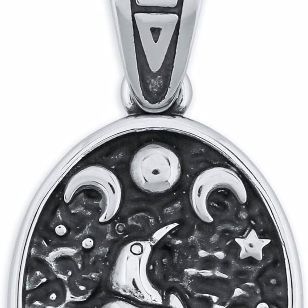 Raven Necklace, Wiccan Raven Triple Moon Goddess Charm Pendant, Raven Jewelry Gi